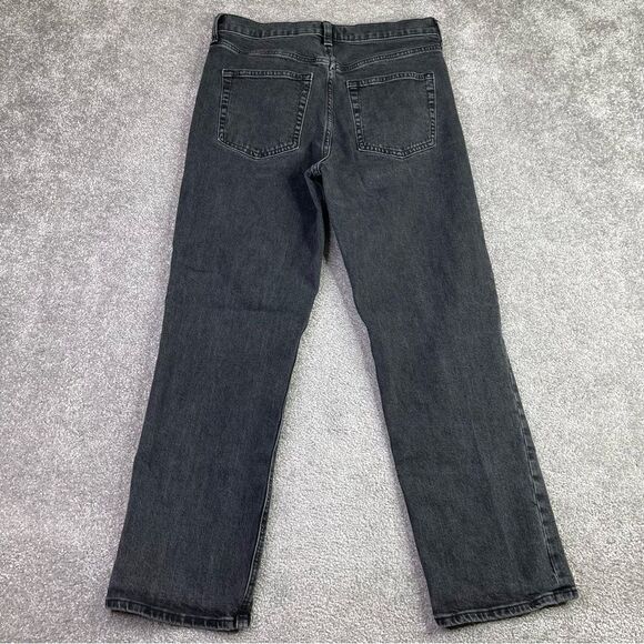 Gap Jeans Women's 8 Black Wash Straight High Rise Denim Faded - Picture 3 of 11